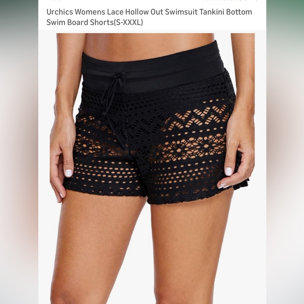 NWOT Black Crochet Swim Shorts
